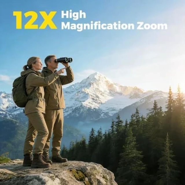 Alt view image 4 of 7 - 12x42 Binoculars for Adults High Powered Waterproof with Large View Professional HD Binoculars BAK4 Prism FMC Lens Bird Watching Binoculars for Cruise Ship Hunting Camping Travel Sport Safari