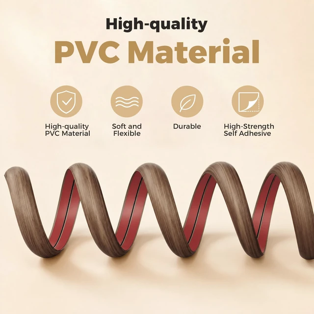 Alt view image 3 of 7 - 5-ft Floor Cord Cover, Self-Adhesive Cable Covers for Wires, Sandalwood Wood-Grain Power Cord Protector, Premium Grade PVC Extension Cord Cover to Avoid Tripping, 1.18" (W) x 0.39" (H)
