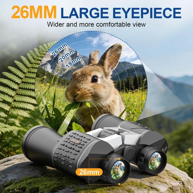 Alt view image 4 of 7 - 20x52 High Powered Binoculars for Adults Large Wide View for Bird Watching; Rugged Rubber Armor for Comfortable Use; Clear with BAK4&FMC for Hunting Cruise Ship