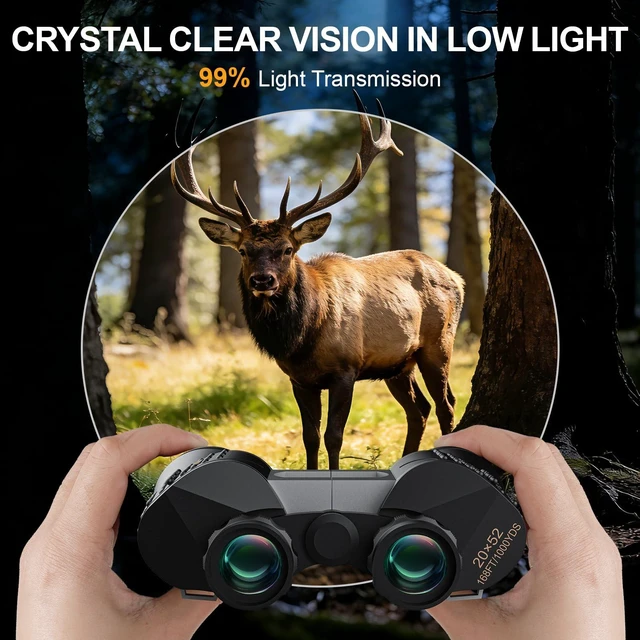 Alt view image 6 of 7 - 20x52 High Powered Binoculars for Adults Large Wide View for Bird Watching; Rugged Rubber Armor for Comfortable Use; Clear with BAK4&FMC for Hunting Cruise Ship