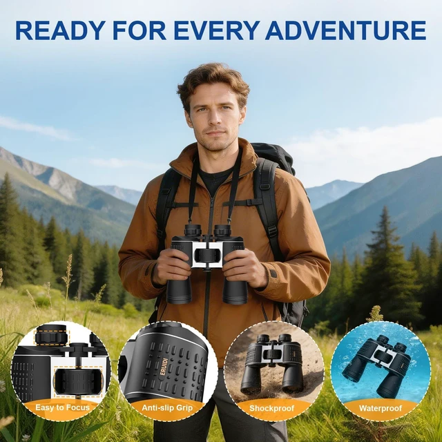 Alt view image 5 of 7 - 20x52 High Powered Binoculars for Adults Large Wide View for Bird Watching; Rugged Rubber Armor for Comfortable Use; Clear with BAK4&FMC for Hunting Cruise Ship