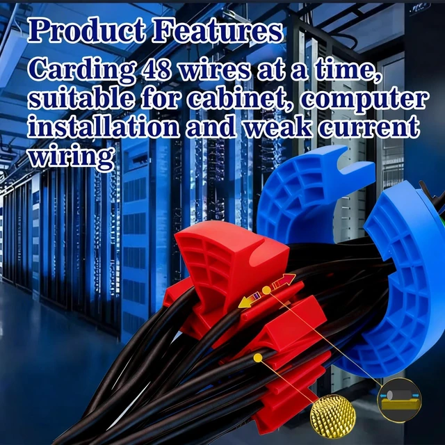 Alt view image 5 of 7 - Wire Comb for Network Ethernet Cable Management Organizer Tool with Cat5 Cat6 Wire Straightener Low Voltage PSU Organizing Tool (2 Pack Blue Red)