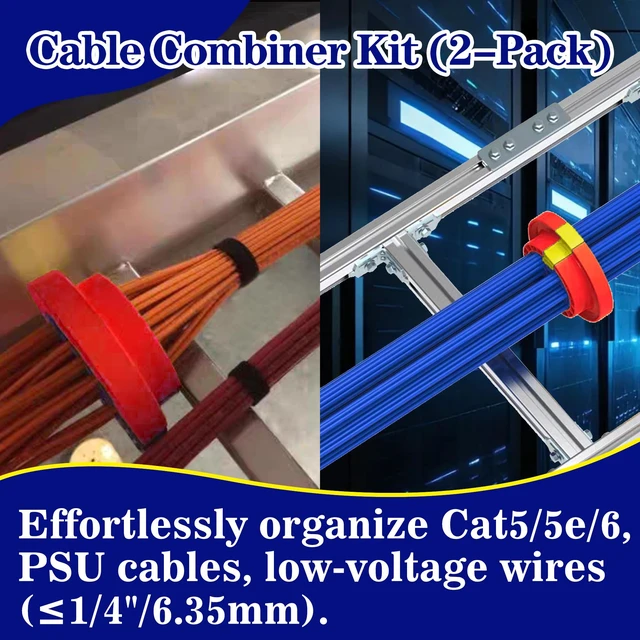 Alt view image 2 of 7 - Wire Comb for Network Ethernet Cable Management Organizer Tool with Cat5 Cat6 Wire Straightener Low Voltage PSU Organizing Tool (2 Pack Red Yellow)