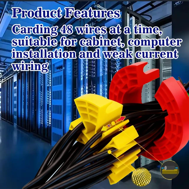 Alt view image 5 of 7 - Wire Comb for Network Ethernet Cable Management Organizer Tool with Cat5 Cat6 Wire Straightener Low Voltage PSU Organizing Tool (2 Pack Red Yellow)