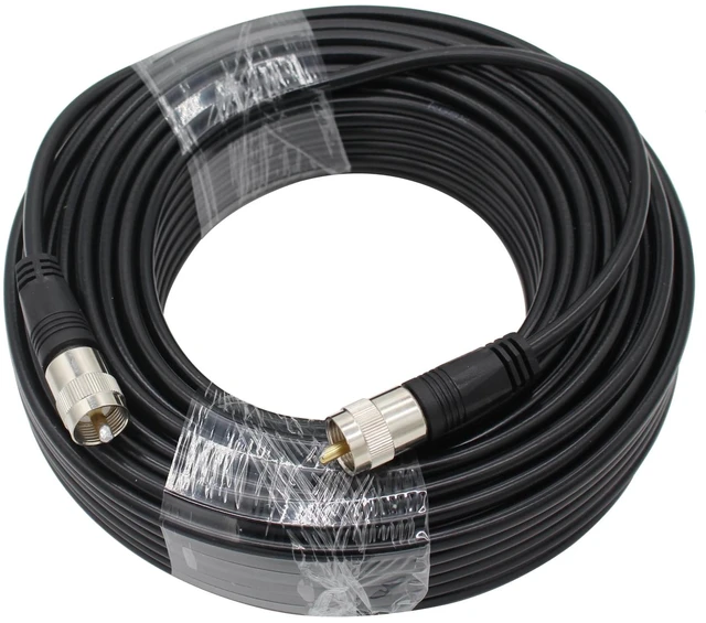 Main image of RG8X Coaxial Cable 100ft, UHF PL259 Male to Male Coax Connector for HAM Radio, Antenna Analyzer