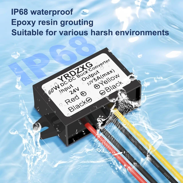 Alt view image 4 of 7 - (3Pac) DC-DC 24V to 12V 5A 60W Buck Converter Power Regulator, Buck Converter, for Golf Carts, Cars, Trucks, LED Vehicle Display Vehicles