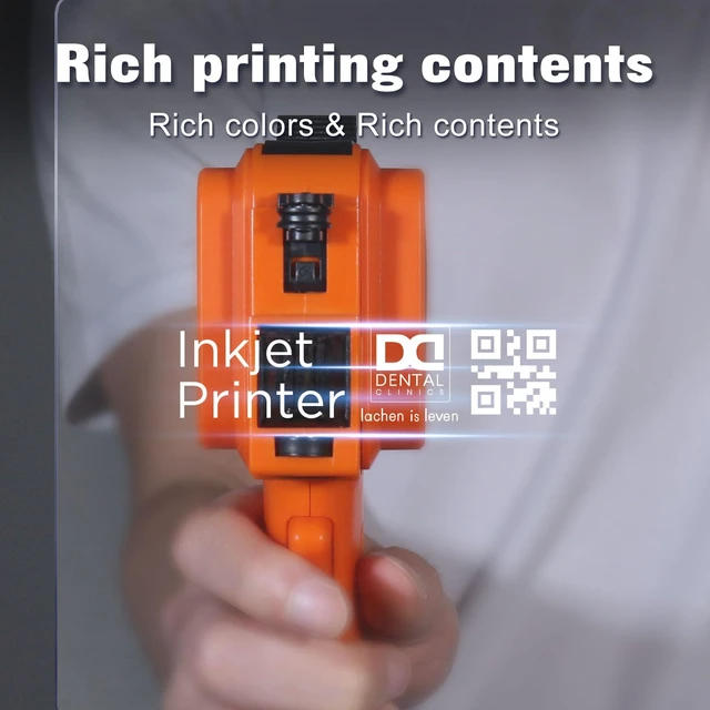 Alt view image 7 of 7 - Handheld Inkjet Printer with 42ml Quick-Drying Ink Cartridge, 0.5 Inch Nozzle Ink Jet Coding Machine for EXP Date/Batch Number/QR Code/Barcode/Logo/Text (ZM-C12mini) (Orange)