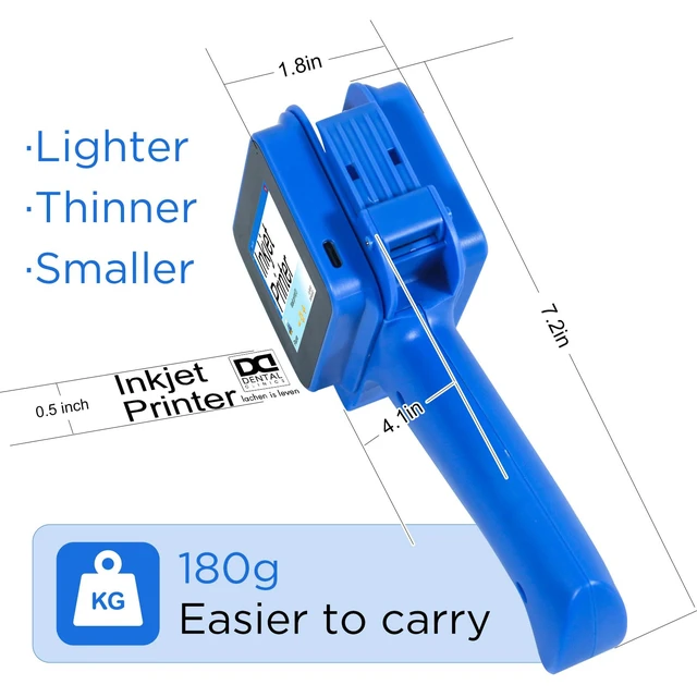 Alt view image 4 of 7 - Handheld Inkjet Printer with 42ml Quick-Drying Ink Cartridge, 0.5 Inch Nozzle Ink Jet Coding Machine for EXP Date/Batch Number/QR Code/Barcode/Logo/Text (ZM-C12mini) (Blue)
