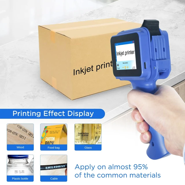 Alt view image 6 of 7 - Handheld Inkjet Printer with 42ml Quick-Drying Ink Cartridge, 0.5 Inch Nozzle Ink Jet Coding Machine for EXP Date/Batch Number/QR Code/Barcode/Logo/Text (ZM-C12mini) (Blue)