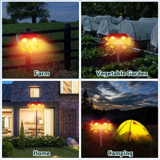 Alt view image 6 of 7 - 6 Pcs Solar Outdoor Motion Sensor Alarm with Stake Dog Barking Sensor 13 Sound 130db Loud Noise Maker 4 Mode with USB Remote Control Support Recording Volume Adjustment