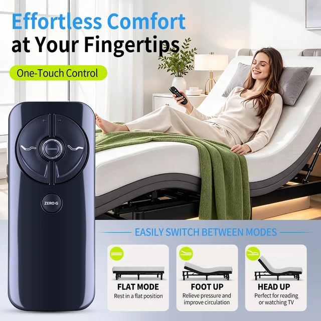 Alt view image 2 of 7 - Replacement Remote Control for Sealy Ease 2.0/3.0/4.0 RF399A RF368B Compatible with Tempurpedic/Ergo Adjustable Bed Base JLDK.30.03.20 Easy Pairing