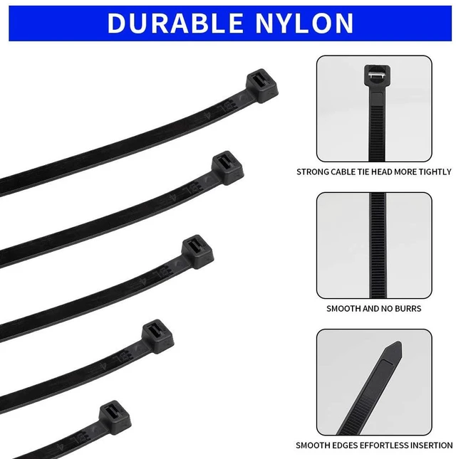 Alt view image 4 of 7 - 100 Pack 16 inch 120 Lbs Tensile Strength Self-Locking Eco-Friendly Nylon Plastic Cable Zip Ties Heavy Duty Black Wire Tie Wraps for Home, Office, Garden, Garage, Workshop (Large, 100pcs)