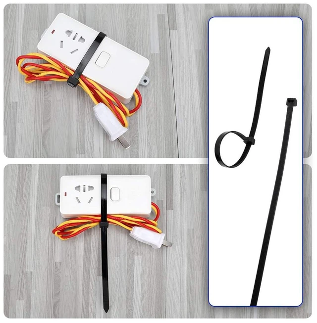 Alt view image 7 of 7 - Each 100 Pack 4+6+8+12 Inch Black Nylon Plastic Cable Zip Ties