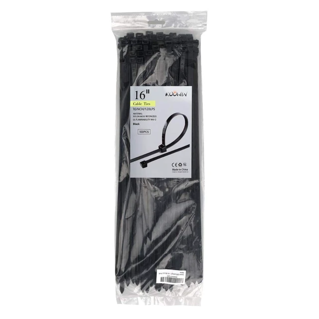 Alt view image 6 of 7 - 100 Pack 16 inch 120 Lbs Tensile Strength Self-Locking Eco-Friendly Nylon Plastic Cable Zip Ties Heavy Duty Black Wire Tie Wraps for Home, Office, Garden, Garage, Workshop (Large, 100pcs)