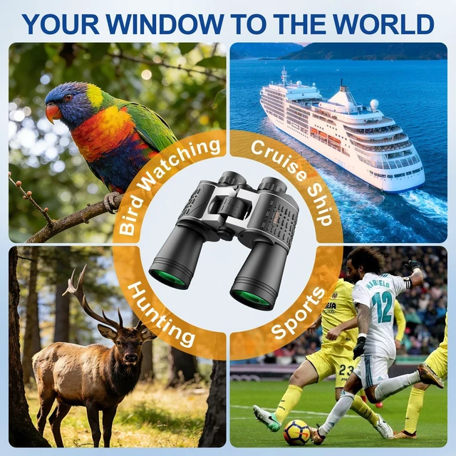 Alt view image 7 of 7 - 20x52 High Powered Binoculars for Adults Large Wide View for Bird Watching; Rugged Rubber Armor for Comfortable Use; Clear with BAK4&FMC for Hunting Cruise Ship