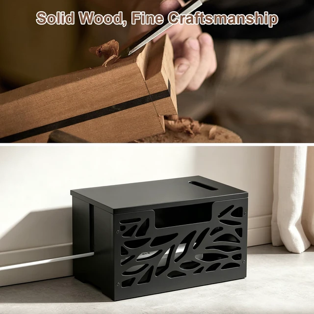 Alt view image 2 of 7 - Large Cable Management Box, Cord Hider for Power Strip, Black Cord Hider Box & Cable Organizer Box, practical storage box conceals messy power strip, TV, floor cables for home office