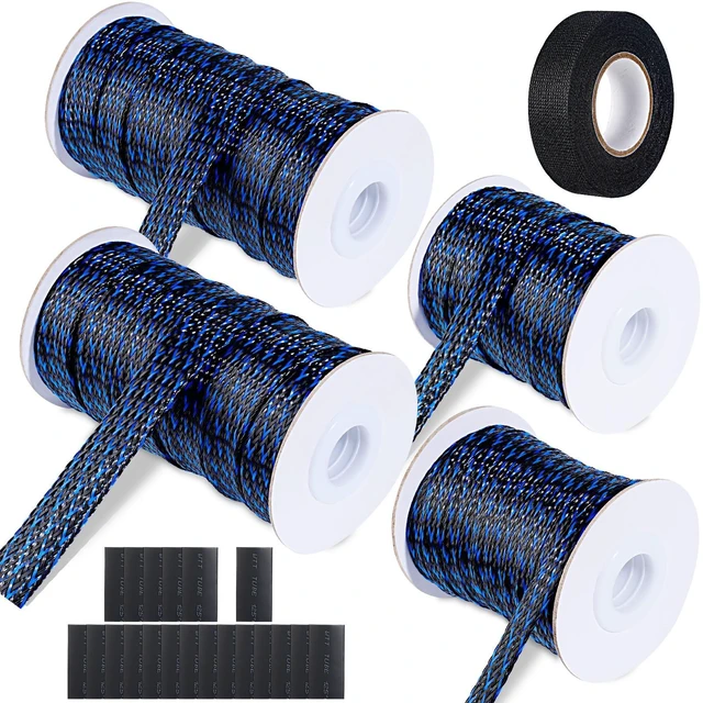 Main image of 132 ft Expandable Braided Cable Sleeve Wire Loom PET Wire SleevingWrap Management Mesh for Audio Video and Other Home Device Cable Automotive Wire - (1/2 Inch, 1/4 Inch, 3/8 Inch,3/4 Inch,Blue)