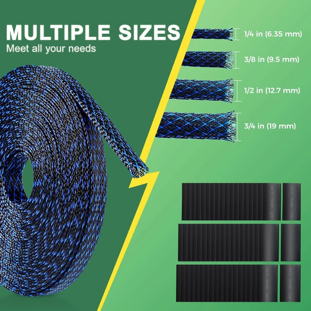 Alt view image 2 of 7 - 132 ft Expandable Braided Cable Sleeve Wire Loom PET Wire SleevingWrap Management Mesh for Audio Video and Other Home Device Cable Automotive Wire - (1/2 Inch, 1/4 Inch, 3/8 Inch,3/4 Inch,Blue)