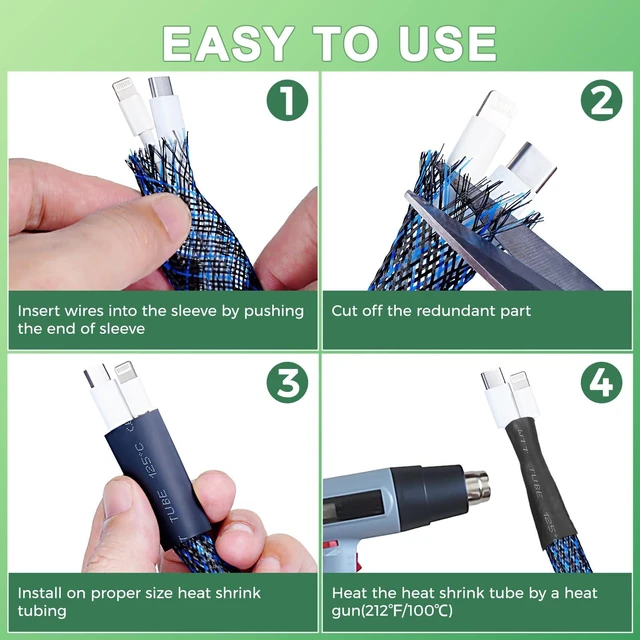 Alt view image 5 of 7 - 132 ft Expandable Braided Cable Sleeve Wire Loom PET Wire SleevingWrap Management Mesh for Audio Video and Other Home Device Cable Automotive Wire - (1/2 Inch, 1/4 Inch, 3/8 Inch,3/4 Inch,Blue)