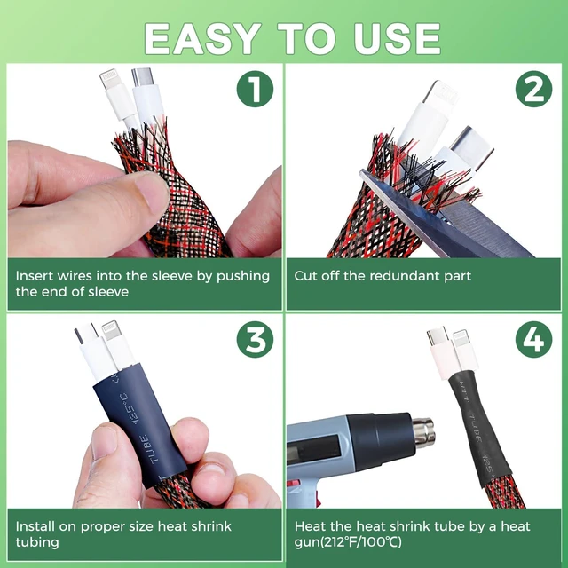 Alt view image 5 of 7 - 132 ft Expandable Braided Cable Sleeve Wire Loom PET Wire SleevingWrap Management Mesh for Audio Video and Other Home Device Cable Automotive Wire - (1/2 Inch, 1/4 Inch, 3/8 Inch,3/4 Inch, Red)