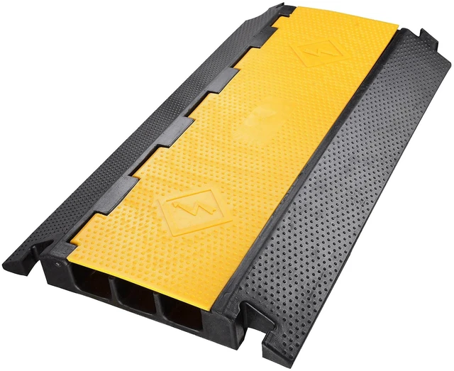 Main image of Cable Ramp Protector 3 Channel Garden Hose Protecitive 44000 Lbs Load Capacity Heavy Duty Speed Bump for Road Driveway Walkway