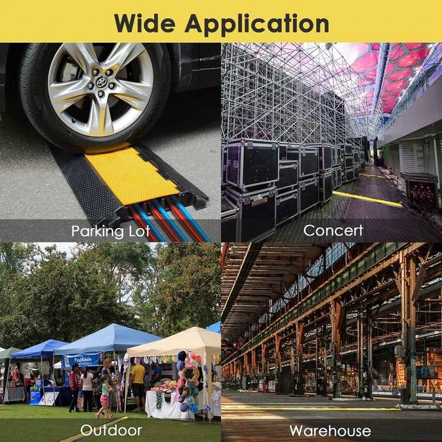 Alt view image 2 of 7 - Cable Ramp Protector 3 Channel Garden Hose Protecitive 44000 Lbs Load Capacity Heavy Duty Speed Bump for Road Driveway Walkway