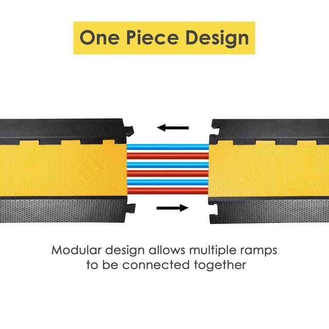 Alt view image 3 of 7 - Cable Ramp Protector 3 Channel Garden Hose Protecitive 44000 Lbs Load Capacity Heavy Duty Speed Bump for Road Driveway Walkway