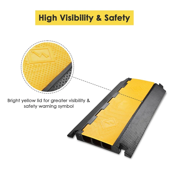 Alt view image 4 of 7 - Cable Ramp Protector 3 Channel Garden Hose Protecitive 44000 Lbs Load Capacity Heavy Duty Speed Bump for Road Driveway Walkway