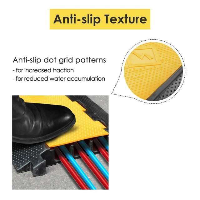 Alt view image 5 of 7 - Cable Ramp Protector 3 Channel Garden Hose Protecitive 44000 Lbs Load Capacity Heavy Duty Speed Bump for Road Driveway Walkway