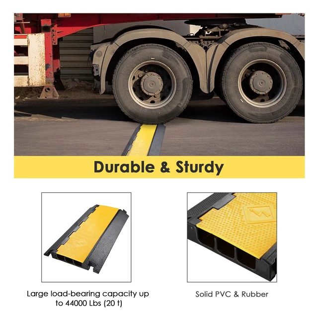 Alt view image 6 of 7 - Cable Ramp Protector 3 Channel Garden Hose Protecitive 44000 Lbs Load Capacity Heavy Duty Speed Bump for Road Driveway Walkway