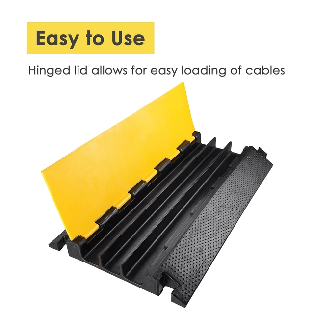 Alt view image 7 of 7 - Cable Ramp Protector 3 Channel Garden Hose Protecitive 44000 Lbs Load Capacity Heavy Duty Speed Bump for Road Driveway Walkway