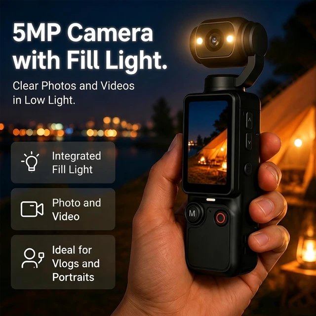 Alt view image 3 of 7 - Mini Vlogging Camera, Portable Pocket Camera, 180° Rotating Lens Handheld Video Camcorder with 64GB Card, 2000mAh Battery, One Button Recording Autofocus for Travel, Daily Life Vloggers