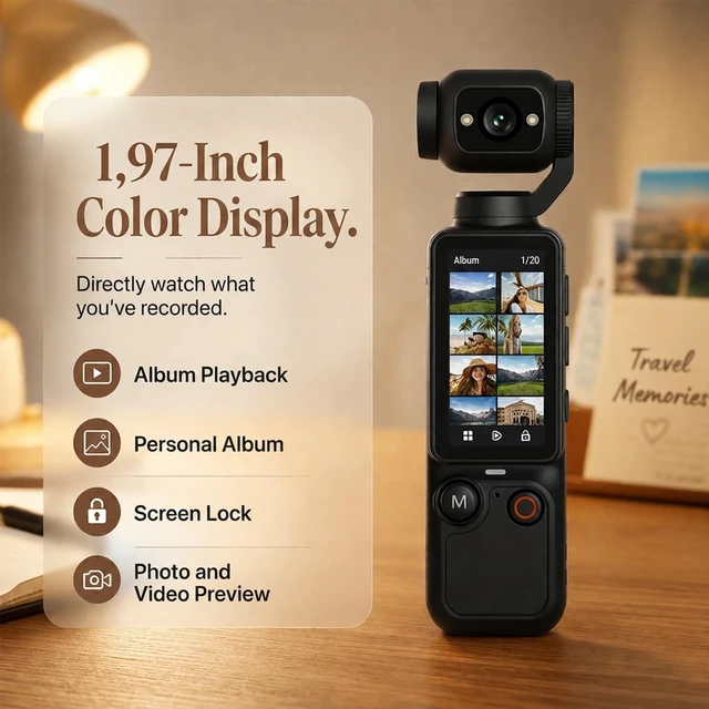 Alt view image 2 of 7 - Mini Vlogging Camera, Portable Pocket Camera, 180° Rotating Lens Handheld Video Camcorder with 64GB Card, 2000mAh Battery, One Button Recording Autofocus for Travel, Daily Life Vloggers