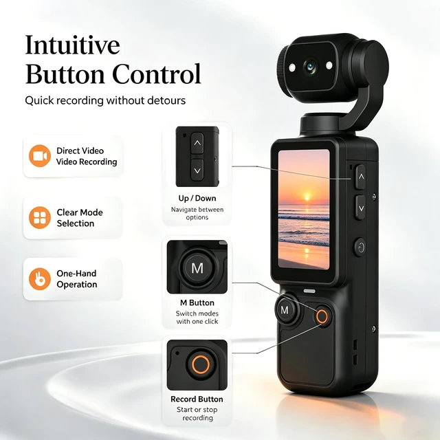 Alt view image 7 of 7 - Mini Vlogging Camera, Portable Pocket Camera, 180° Rotating Lens Handheld Video Camcorder with 64GB Card, 2000mAh Battery, One Button Recording Autofocus for Travel, Daily Life Vloggers