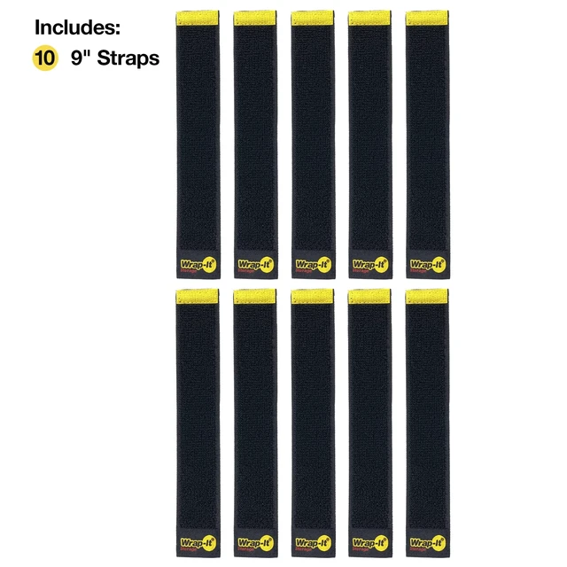 Alt view image 3 of 7 - Selfie Straps by, 9-inch (10-Pack), Black Stretchy Hook and Loop Cord Organizer that Stays Attached to Cord for Electrical Cable Management and Organization