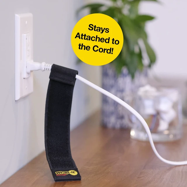 Alt view image 4 of 7 - Selfie Straps by, 9-inch (10-Pack), Black Stretchy Hook and Loop Cord Organizer that Stays Attached to Cord for Electrical Cable Management and Organization