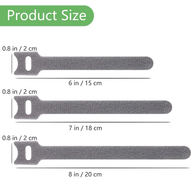 Alt view image 2 of 7 - 60pcs Fastening Microfiber Cloth Cable Ties Wire Management (6/7/8 Inch, Grey) (Pack of 4)