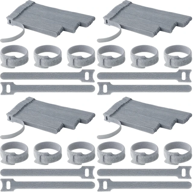 Main image of 60pcs Fastening Microfiber Cloth Cable Ties Wire Management (6/7/8 Inch, Grey) (Pack of 4)