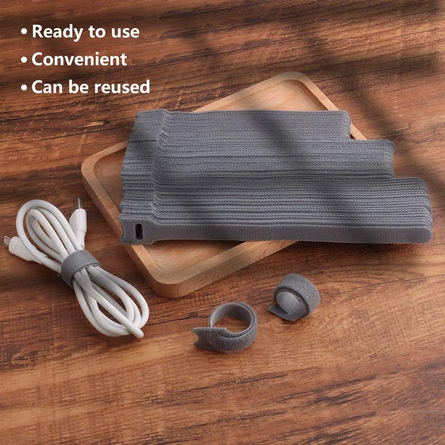 Alt view image 5 of 7 - 60pcs Fastening Microfiber Cloth Cable Ties Wire Management (6/7/8 Inch, Grey) (Pack of 4)