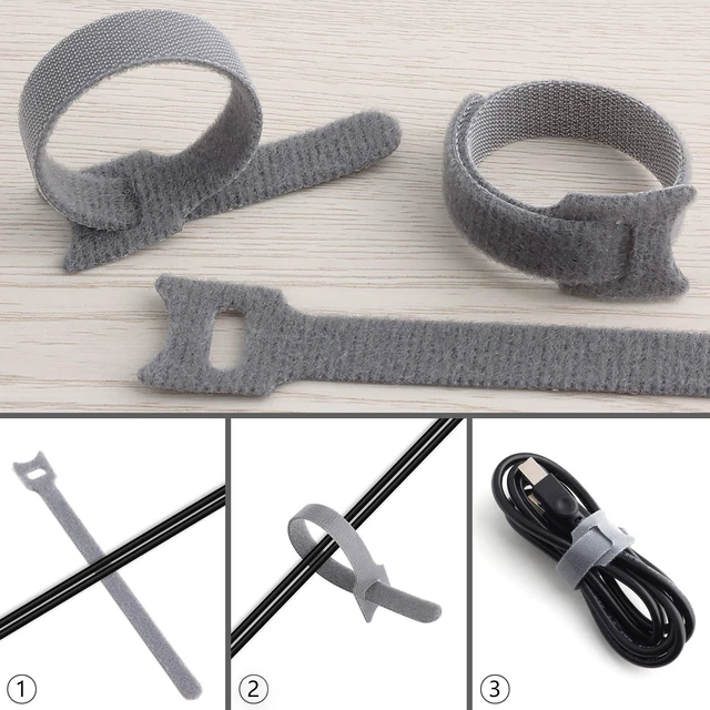 Alt view image 6 of 7 - 60pcs Fastening Microfiber Cloth Cable Ties Wire Management (6/7/8 Inch, Grey) (Pack of 4)