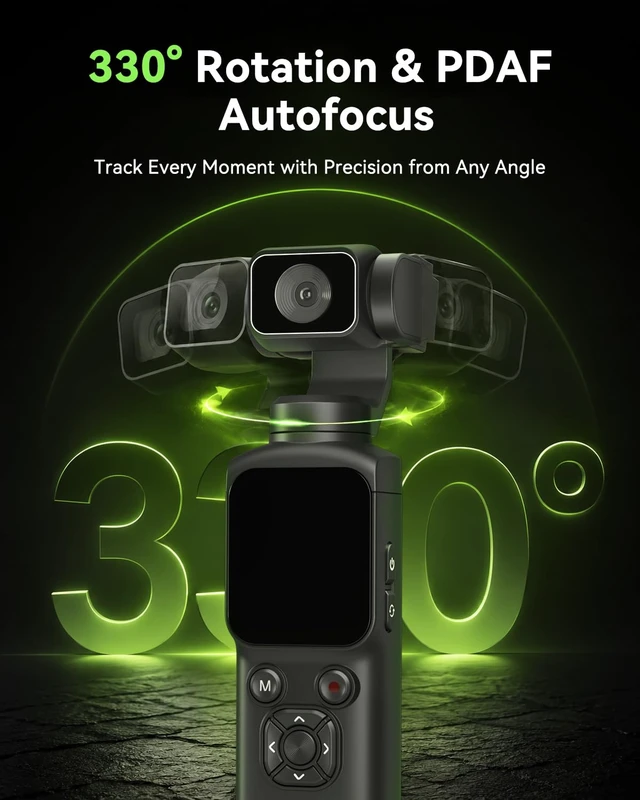 Alt view image 3 of 7 - 4K Vlogging Camera, Pocket Camera for Beginners PDAF Autofocus, 330° AI Face Tracking, EIS Anti-Shake, Lightweight, WiFi App Control, Webcam Function, Touchscreen