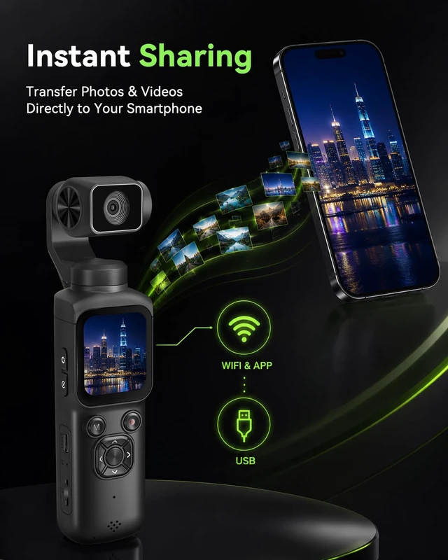 Alt view image 5 of 7 - 4K Vlogging Camera, Pocket Camera for Beginners PDAF Autofocus, 330° AI Face Tracking, EIS Anti-Shake, Lightweight, WiFi App Control, Webcam Function, Touchscreen