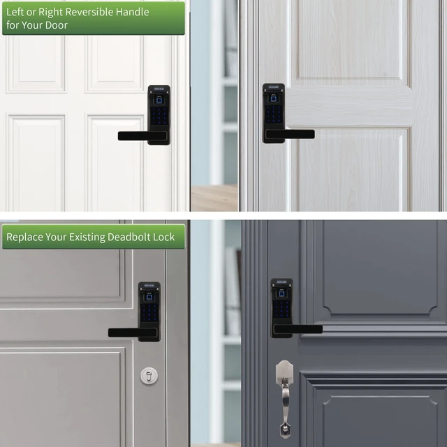Alt view image 7 of 7 - Smart Door Lock, Heavy Duty 5 in 1 Keyless Entry Door Lock, Full App Control Digital Keypad Lock, Reversible Handle with Fingerprints and Passcodes for Family/Office/Apartment (Aged Bronze)