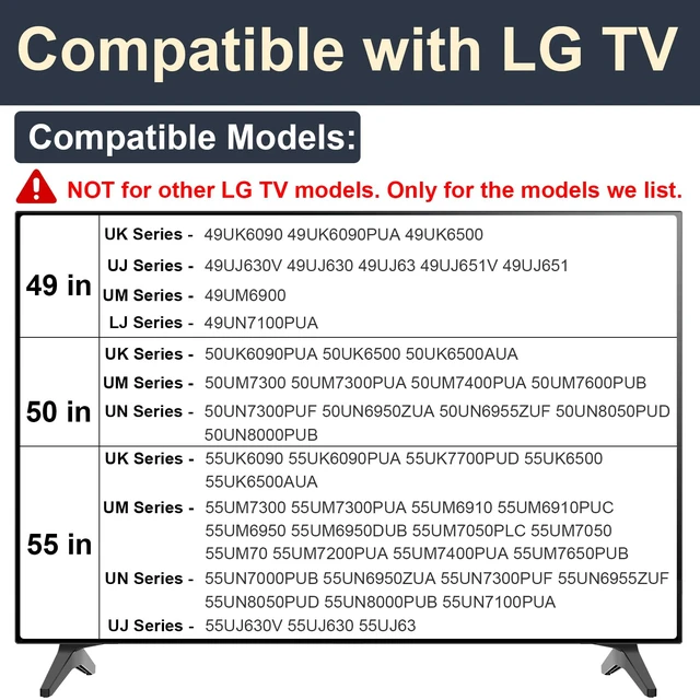 Alt view image 3 of 7 - Stand for LG TV Legs Replacement, TV Stand Legs for 49 50 55 Inch LG TV Stand - 49UK6090 50UK6090 50UK6500 50UM7300 50UN7300 55UK7700 55UM7300 55UM6910 55UN7300 MAM643660 MEZ64114730 with Screws