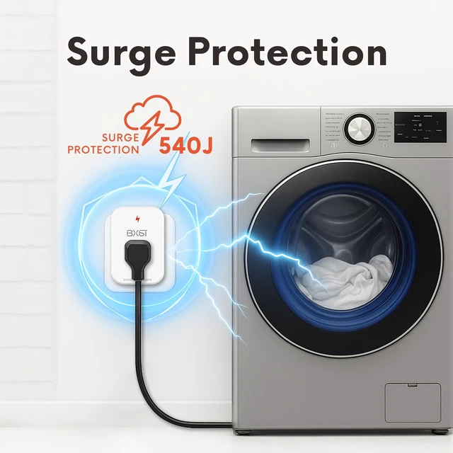 Alt view image 4 of 7 - Single Outlet Surge Protector, Refrigerator Surge Protector Wall Socket,Ground Protected Light Indicator for TV, Air Conditioner, Washing Machine and Home Appliances,15A 1800W, 2 Pack