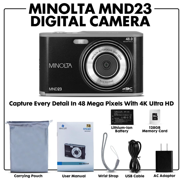 Alt view image 2 of 7 - MND23 4K Selfie Digital Camera - Black Capture sharp photos and video with intuitive controls for travel, family and everyday moments