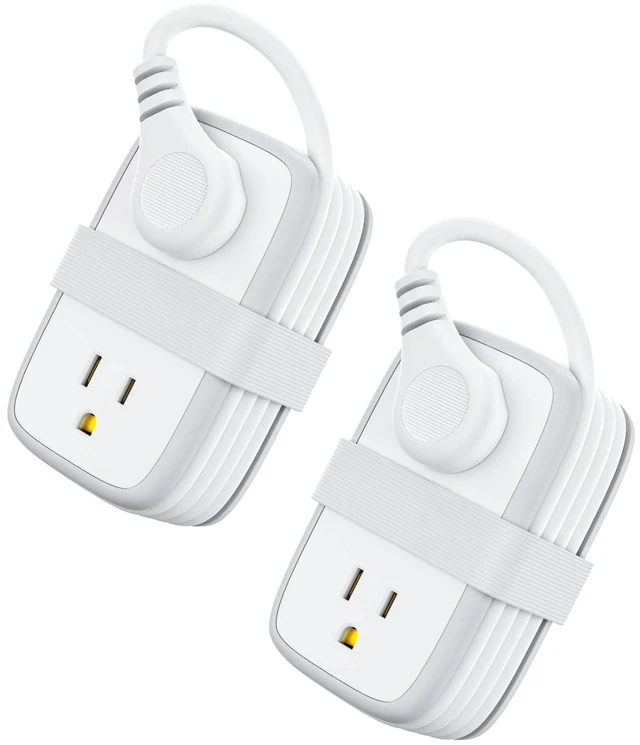 Main image of 2 Pack Power Strip with USB C Ports, 4 Outlets 3 USB(1 USB-C), Small Power Strip with 4ft Short Extension Cord Flat Plug, Compact Power Strip for Travel Hotel Cruise Essentials, White