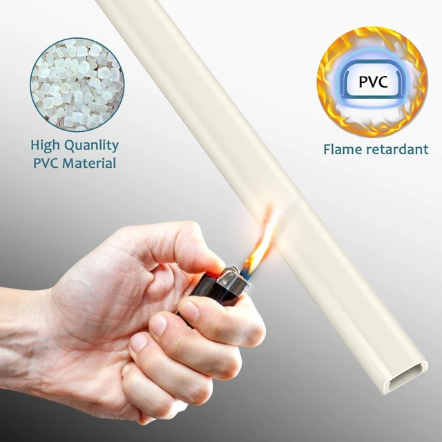 Alt view image 3 of 6 - 116" Wire Covers for 2 Cords, Beige Cord Hider for Wall-Mounted TV Self-Adhesive Premium Cable Cover, Paintable Cable Raceway for Extension Cords & Ethernet Cables, W0.7" x H0.4", 8 x L14.6"