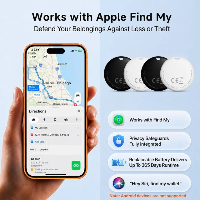 Alt view image 2 of 7 - Air Tracker Tags 4 Pack with 4 Cases, Item Finder for Apple Find My (iOS Only)