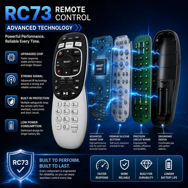 Alt view image 4 of 6 - RC73 Remote Control Replaces RC71 RC72 for Directv AT&T HR20 HR21 HR34 HR44 HR54 DVR Satellite Dish Receiver